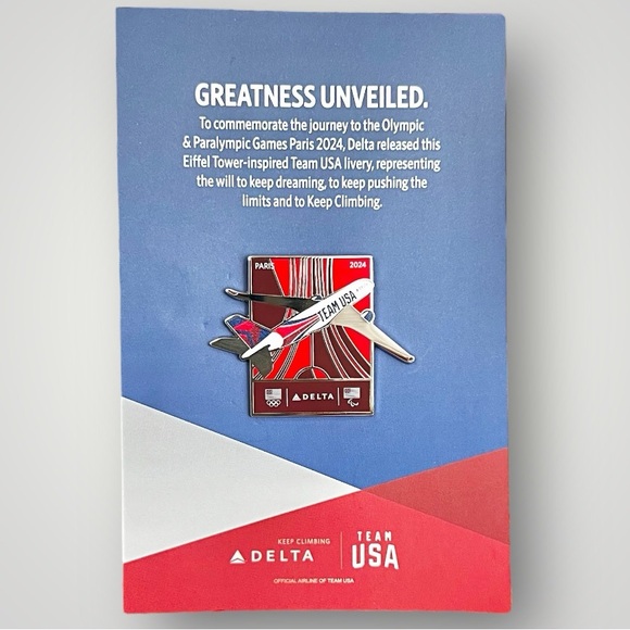 Delta Air Lines 2024 Paris Olympics Team USA Airplane Livery Collectible Pin New - Picture 15 of 16